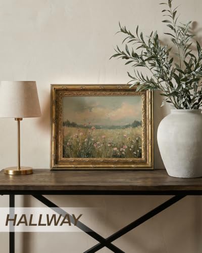InSimSea Gold Framed Landscape Wall Art, Wildflower Filed Canvas Print - color: Wildflower Field, size: 16"L x 13"W