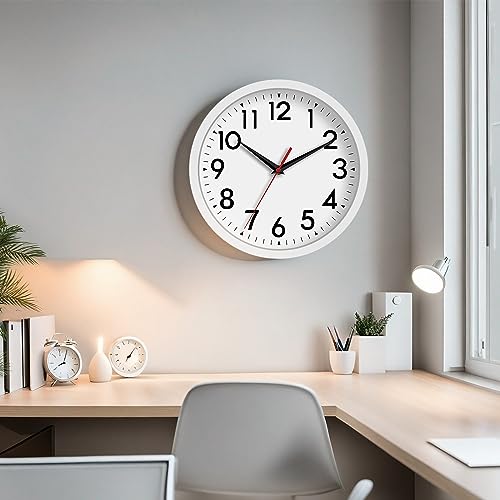 DAXSMY 10 Inch Wall Clock, Battery Operated Silent Non Ticking - color: C-white, size: 10"