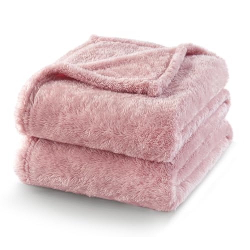 Exclusivo Mezcla Fuzzy Plush Fleece Bed Blanket Queen Size, Dusty Pink - color: Dusty Pink, size: 90x90 IN