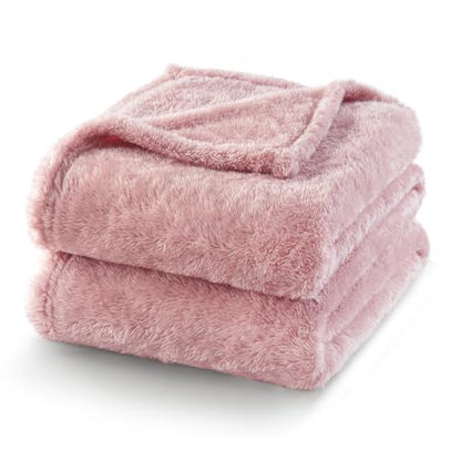 Exclusivo Mezcla Fuzzy Plush Fleece Bed Blanket King Size, Dusty Pink - color: Dusty Pink, size: 104x90 IN