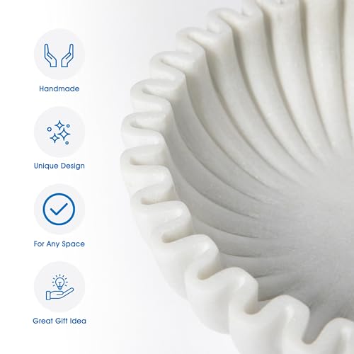 Fluted Marble Bowl Decorative 10", Large Fruit Bowl for Kitchen Counter - size: 10 inches