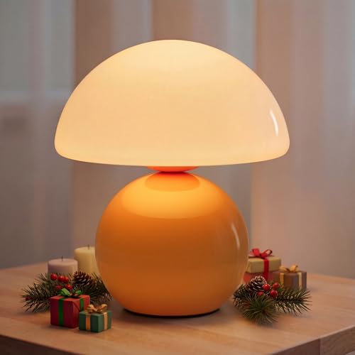 NIORSUN Mushroom Lamp Table Lamp for Bedroom, Portables Cordless Table Lamp,Wireless lamp,Small Bedside Table Touch Lamps for Living Room,Mini Mushroom 5200mAh Battery Operated Lamp Modern Orange - color: Orange, size: 1 Pack-Wireless