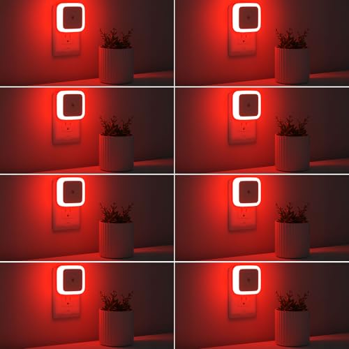Sujeet Night Light, Night Lights Plug into Wall 8-Pack, Nightlight Plug in Night Light, Dusk to Dawn Night Lamp Led (Red) - color: Red