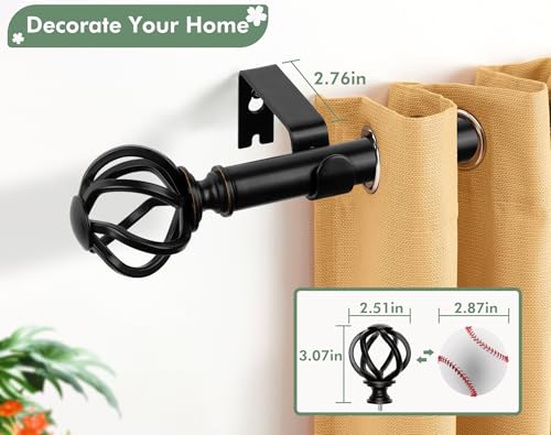 USFOOK Black Curtain Rod 32 to 58, Window Treatment Rods with Brackets - color: Black, size: 32-58"