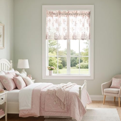 Kotile Blush Pink Sheer Valance Curtain for Windows W52 x L18 Inch 1 Panel - color: Blush Pink