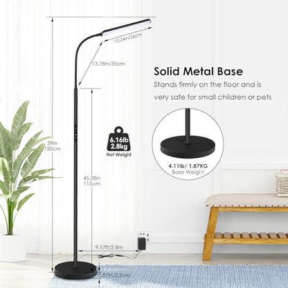 Dimunt LED Floor Lamp, Stepless Adjustable 3000K-6000K Colors, Black - color: Black