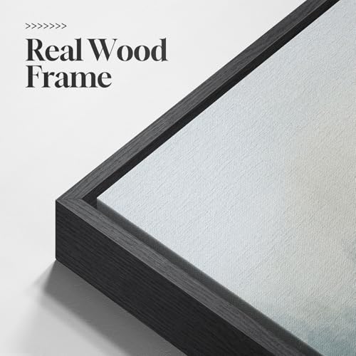 Large Framed Blue Abstract Landscape Wall Art, 3 Piece Set, Each 20x30 In - color: Misty Lake, size: 20" W x 30" H x 3pcs