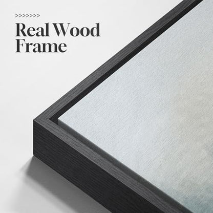 Large Framed Blue Abstract Landscape Wall Art, 3 Piece Set, Each 20x30 In - color: Misty Lake, size: 20" W x 30" H x 3pcs
