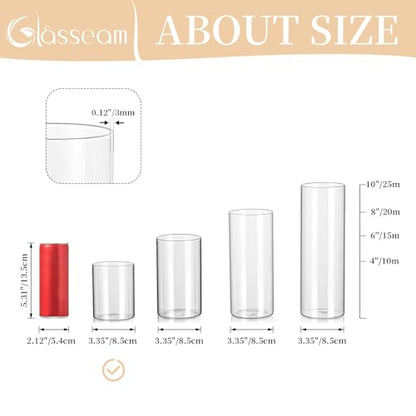 Glasseam Hurricane Glass Candle Holder 6Pcs Cylinder Vases for Centerpiece - color: 6, size: 4in