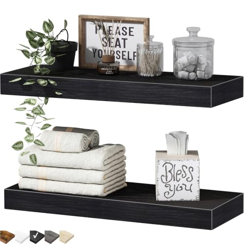 QEEIG Bathroom Floating Shelves for Wall (Black, Set of 2, 15.7") - color: B. Black, size: 15.7"