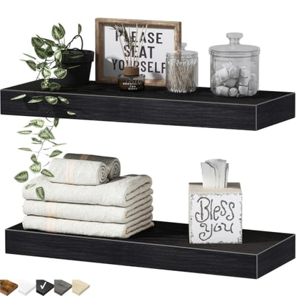 QEEIG Bathroom Floating Shelves for Wall (Black, Set of 2, 15.7") - color: B. Black, size: 15.7"