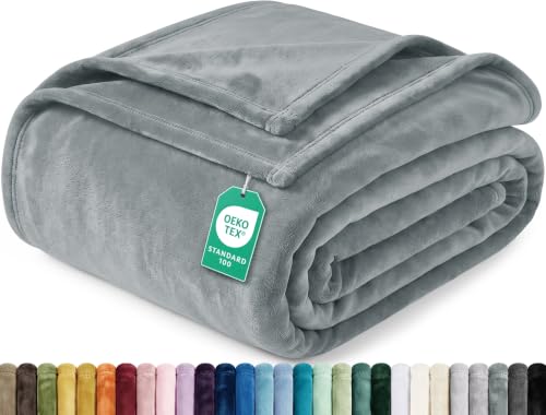 Soft Fleece Blanket for Bed Twin Size Cool Grey (60x80 Inch) - color: Cool Grey, size: Twin (60x80 Inch)