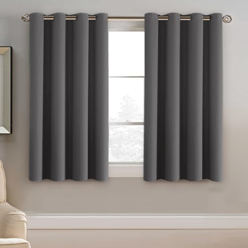 H.VERSAILTEX Blackout Curtain for Living Room Small Window Kitchen Blackout Curtains 45 inch Length Energy Saving Solid Grommet Black Out Drape, One Panel, Charcoal Gray, 52" W x 45" L - color: Charcoal Gray, size: 52"W x 45"L (Pack of 1)