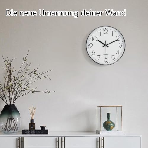 Silent Wall Clocks Battery Operated 8 Inch, Analog Wall Clock with Oversized Number Tempered Glass Clock Face, Black Quartz Non Ticking Wall Clocks for Living Room Bedroom Kitchen Office - color: White, size: 8 Inch