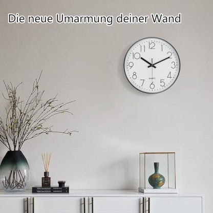 Silent Wall Clocks Battery Operated 8 Inch, Analog Wall Clock with Oversized Number Tempered Glass Clock Face, Black Quartz Non Ticking Wall Clocks for Living Room Bedroom Kitchen Office - color: White, size: 8 Inch
