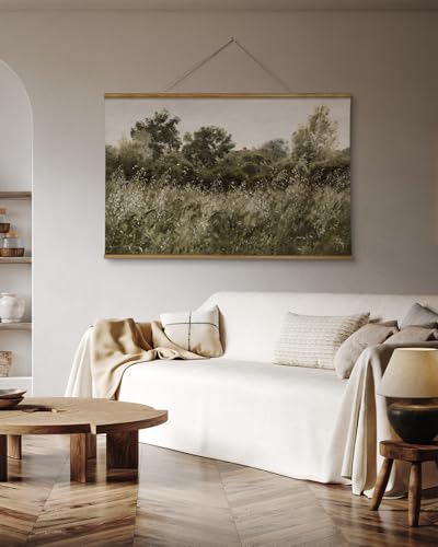ARPEOTCY Extra Large Framed Wall Art, Retro Meadow Landscape Print,36x54In - color: Tall Grass