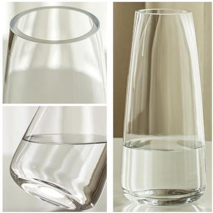 FANTESTICRYAN Modern Glass Vase, 8.7''H Decor Flower Vases, Crystal Clear - color: Crystal Clear