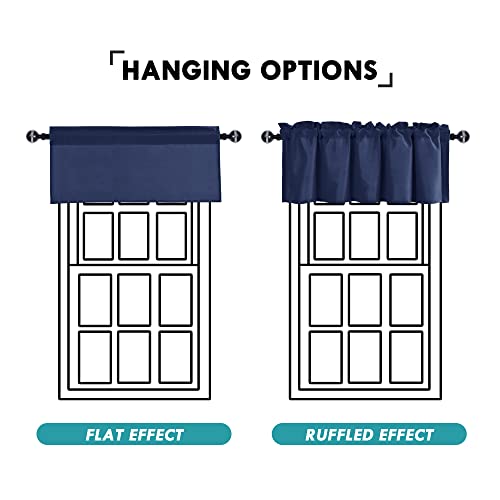 JIUZHEN Navy Blue Valance Curtains for Window 1 Panel, 42 x 18 Inches - color: Navy Blue, size: 42"W x 18"L (Pack of 1)