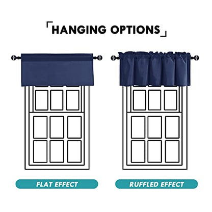 JIUZHEN Navy Blue Valance Curtains for Window 1 Panel, 52 x 18 Inches - color: Navy Blue, size: 52"W x 18"L (Pack of 1)