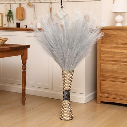 Wertuirk Silver Pampas Grass Decor, 8 Pcs 45 Inch Tall Large Faux Pompous - color: Silver