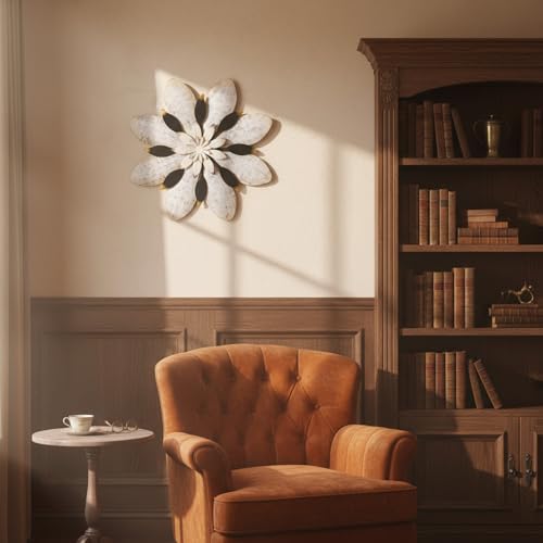 Newinhome Flower Wall Decor Metal Art - color: Gray-white flower