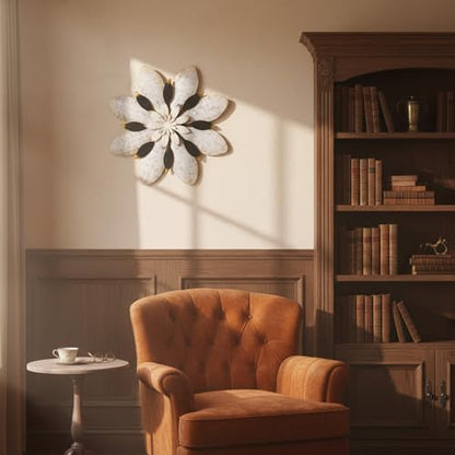 Newinhome Flower Wall Decor Metal Art - color: Gray-white flower