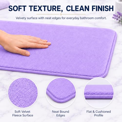 RUN HELIX Bathroom Rugs Sets 3 Piece, Soft Absorbent Memory Foam Bath Mats Set, Dry Fast Bath Mat, Machine Washable Bath Rug Set for Bathroom （Lilac） - color: Lilac