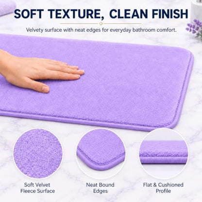 RUN HELIX Bathroom Rugs Sets 3 Piece, Soft Absorbent Memory Foam Bath Mats Set, Dry Fast Bath Mat, Machine Washable Bath Rug Set for Bathroom （Lilac） - color: Lilac