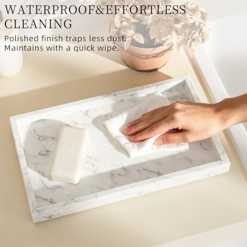Marble Trays with Anti Slip Foot Pads,11.8x7.9x1.2in,Carrara White - color: Carrara White