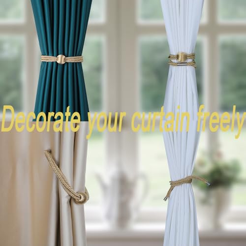 BEL AVENIR Magnetic Curtain Tiebacks, Boho Farmhouse Curtain Tie Backs - color: Gold