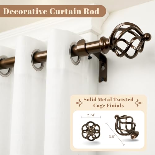 1" Farmhouse Heavy Duty Curtain Rods for Window,Adjust 66-120",Bronze - color: Antique Bronze, size: 66-120 Inch & 1 Pack