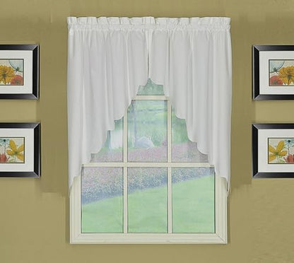 Today's Curtain, AMZ Orleans Scallop Curtain, White 38" Swag Pair, 60" W x 38" L, White - color: White, size: 60"W x 38"L (Pack of 1)