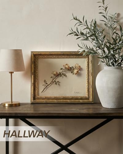 InSimSea Gold Framed Floral Wall Art, Pink Roses Still Life Canvas Print - color: Elegant Rose, size: 16"L x 13"W