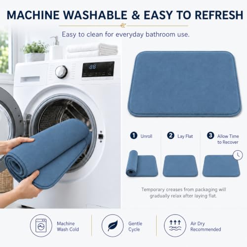 RUN HELIX Bathroom Rugs Sets 3 Piece, Soft Absorbent Memory Foam Bath Mats Set, Dry Fast Bath Mat, Machine Washable Bath Rug Set for Bathroom （Misty Blue） - color: Misty Blue