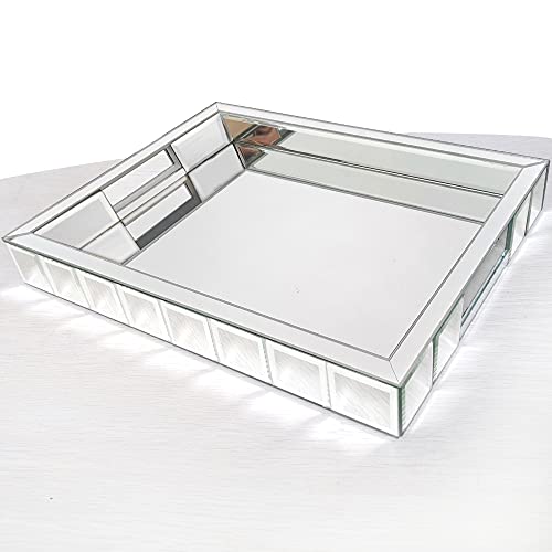 Wocred Perfume Tray,Super Gorgeous Vanity Tray with Handles,Jewelry Organizer Decorative Tray for Dresser,Coffee Table,Bedroom Ottoman(11”x15”x2”) - size: 15" x 11" x 2"
