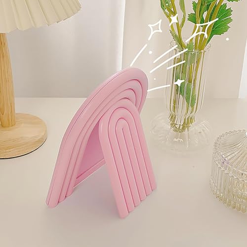 Desk Makeup Mirror,Small Cute Vanity Mirror for Office Cubicle Table,Pink - color: Pink