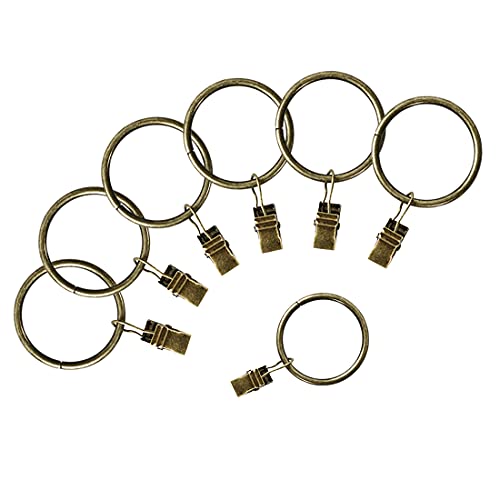 Lansian 100 Pack Curtain Rings with Clips Hooks 1.5 in Diameter Rustproof - color: Antique Brass, size: 1.5"Inner Dia, 100Pack