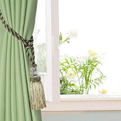 BEL AVENIR 4 Pack Curtain Tiebacks Hand-Woven Holdbacks Tassels Tiebacks - color: Mix Green, size: 4 Pack