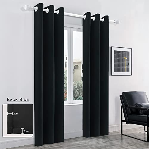 Pickluc Grommet Blackout Curtain for Bedroom, Light Blocking Drapes, Thermal Insulated, Noise Reduction, 42 Inches Wide x 84 Inches Long, Black, 2 Panels - color: Black, size: 42"W x 84"L (Pack of 2)
