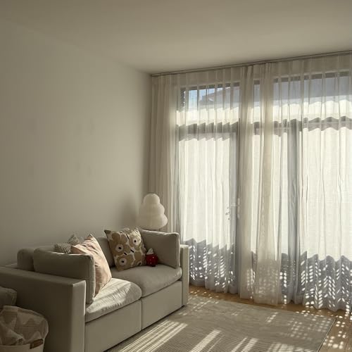 TWOPAGES Natural Pinch Pleated Sheer Curtains, 26" W x 84" L, 2 Panels - color: Natural, size: 26"W x 84"L (Pack of 2)