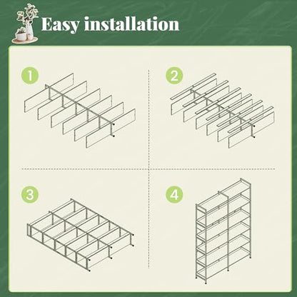 Huuger 6 Tier Bookshelf with 12 Open Shelves and Raised Baffle, Black - color: Black, size: 6 Tier