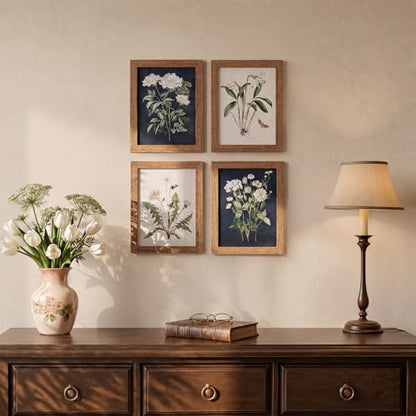 Framed Botanical Wall Art for Bathroom, 4 Pcs, 8x10 Inch