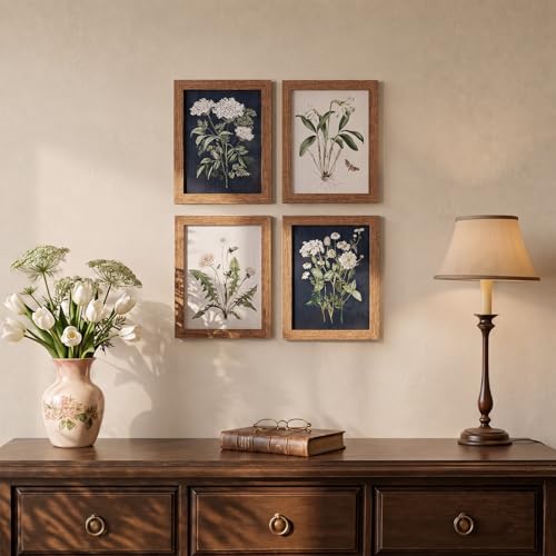 Framed Botanical Wall Art for Bathroom, 4 Pcs, 8x10 Inch