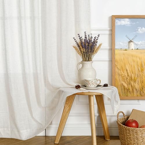 Vision Home Natural Pinch Pleated Sheer Curtains 60Wx108L 2 Panels - color: Natural, size: 60"W x 108"L (Pack of 2)
