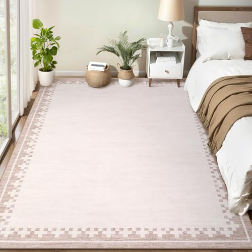 GarveeHome Living Room Rug 4x6 Washable Cross Bordered Soft Throw Carpet - color: Light Beige/Seashell, size: 4' x 6' (Rectangular)