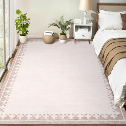 GarveeHome Living Room Rug 4x6 Washable Cross Bordered Soft Throw Carpet - color: Light Beige/Seashell, size: 4' x 6' (Rectangular)