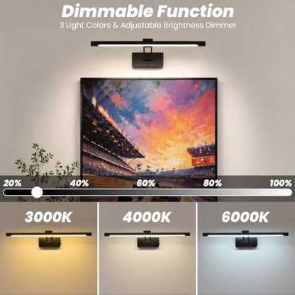 Battery Operated Picture Light for Wall,Matte Black 23.6-Inch - color: Black, size: 23.6 Inch