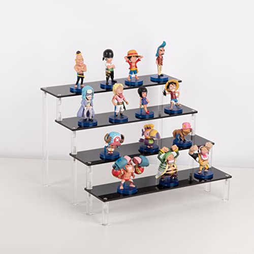 Acrylic Stands for Display,4 Tier Black Cupcakes Perfumes Figurines Display Stand Risers Shelf for Decoration and Organizer - size: 4 tier