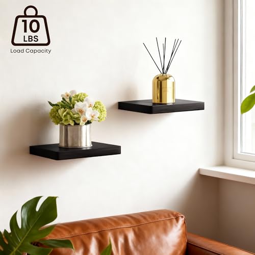 Small Floating Shelves for Wall Set of 2, 8 Inch Square Shelves,Black - color: Black, size: 8 Inch-2 Pcs