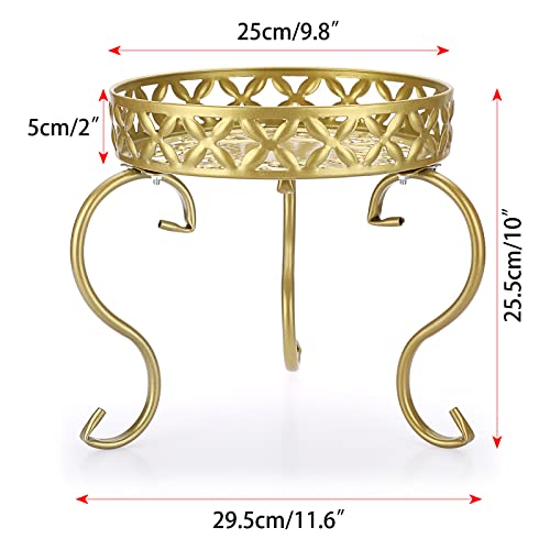 OwnMy Gold Metal Round Plant Stand Indoor Outdoor Iron Flower Pot Holder - color: Gold
